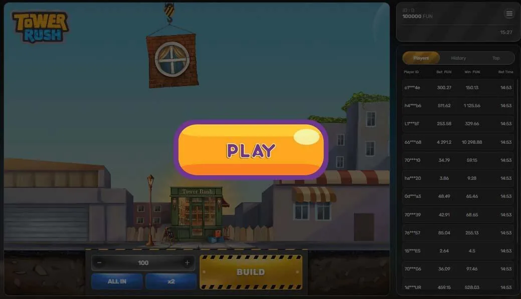 Tower Rush demo — click to play the crash game free