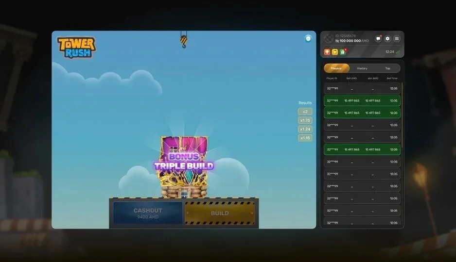 Tower Rush Triple Build bonus floor